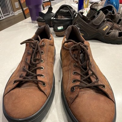 ECCO Brown Leather Lace Up Men's Casual Sneakers Comfort Rubber Sole