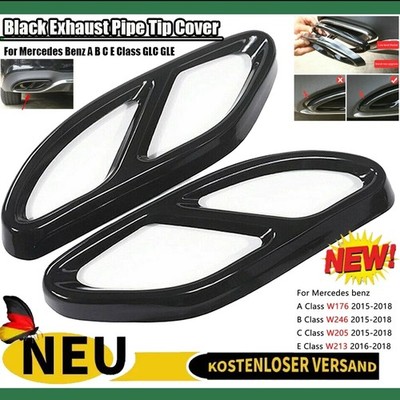 2Stk Auspuffblende Auspuff Abdeckung für-BENZ W205 W213 W212 W246 W176-Schwarz