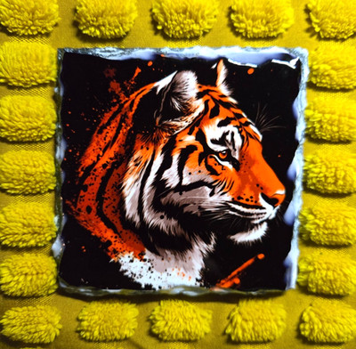 Naturschiefer Untersetzer - Tiger - glänzende Oberfläche und verpackt