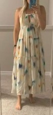 JOIE Sz S 4/6 Marcy Tie-Dye Midi Halter Dress Tiered Full Skirt $378 Retail EXC!