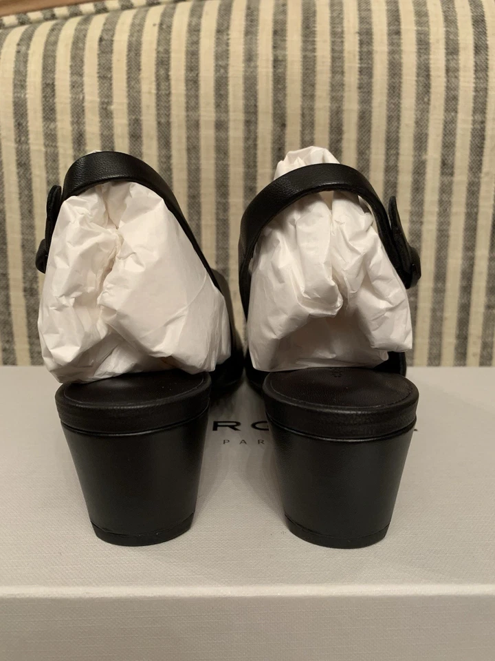 NIB Clergerie 36 5.5 US Slingback Pop Pumps Black Calf Buttery Leather Org. $595 - Image 4 of 4