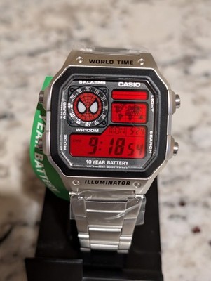 SpiderMan inspired Red Mod Casio AE1200- WHD Marvel | World time watch | Cartoon