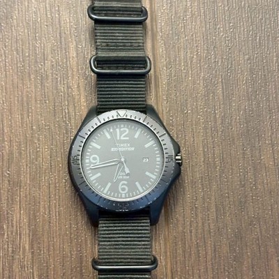 Timex Expedition Watch Black Nylon Belt WR50M Used From Japan