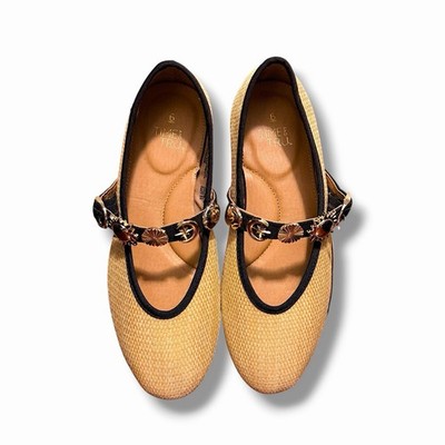 Woven Mary Jane Flats Women s Size 6 Charm Strap Boho Western Shoes NWT