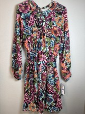 Donna Ricco Dress Floral Multi Color Size 4 Long Sleeve Spring Summer NEW