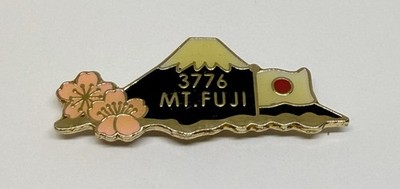 Mt Mount Fuji 3776 Meters Elevation Japan Flag Cherry Blossoms Lapel Pin (11B)