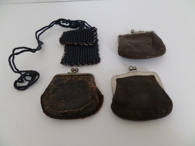Schönes Konvolut alter antiker Miniatur Leder Geldbörsen