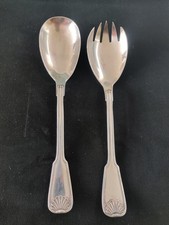 Couverts à servir la salade Otto Wiskemann métal argenté modèle coquille