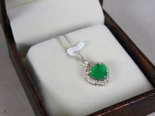 Natural Emerald Heart Pendant Necklace: Sterling Silver Necklace, May Birthstone