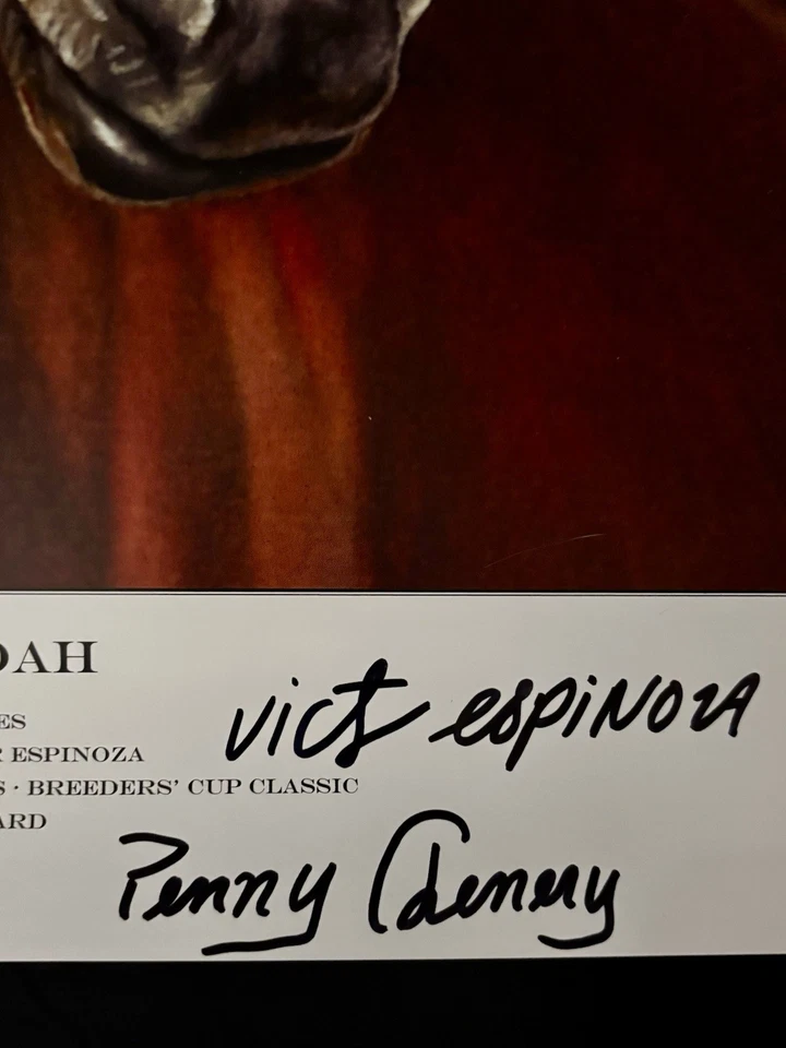IMPRESIÓN FARAÓN AMERICANO AUTOGRAFIADA DE VICTOR ESPINOZA, BOB BAFFERT, PENNY CHENERY Foto 4 de 4