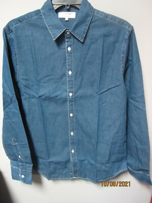 American Apparel Denim Long Sleeve Shirt Medium Wash Size L