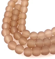 50 Czech Frosted Sea Glass Round / Rocaille Beads Matte - Camel 6mm