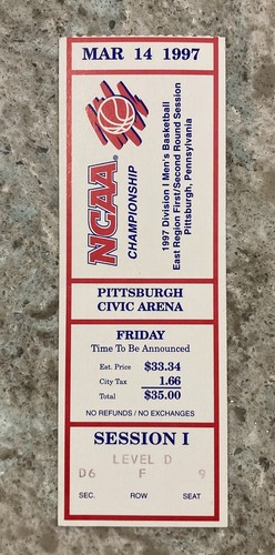 Vintage 1997 NCAA Basketball Championship Ticket/Program First Round Pittsburgh - Picture 4 of 5