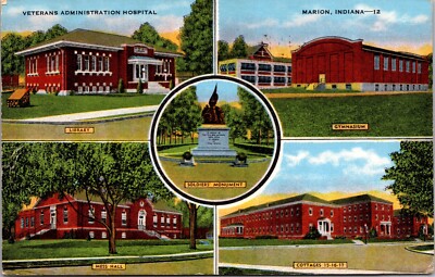 Linen Postcard Multiple Views of Marion, Indiana