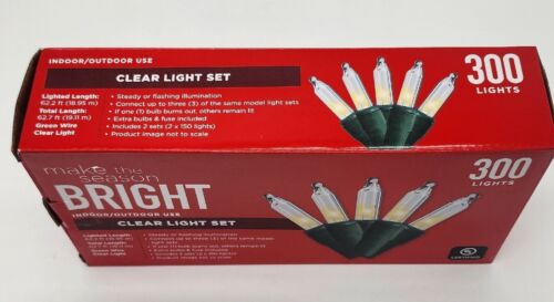 Clear Light Set 300 Lights Indoor & Outdoor Christmas Lights Total 62 Feet - Picture 3 of 3