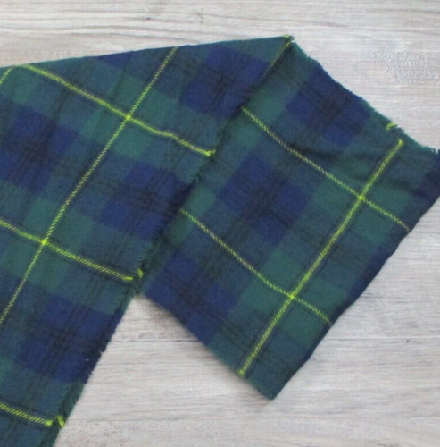 Sciarpa lana di agnello Scozia 29x12 verde orologio nero plaid ingles Buchan collo oblungo - Foto 3 di 8