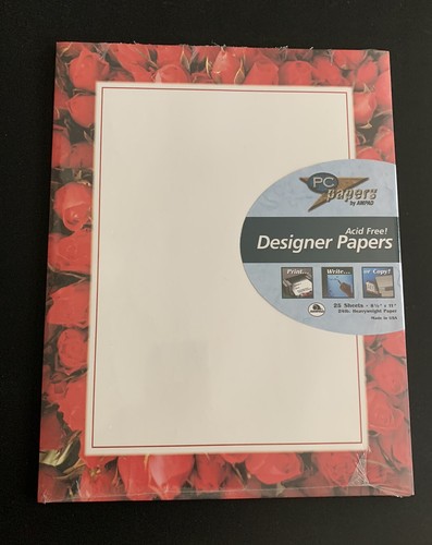 Stampante Vintage Carta Cancelleria Lettera Ampad 25 Fogli Decorati Rose Rosse - Foto 1 di 2
