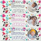 2 Personalised Birthday Banner Photo Children Baby Kids Panda Bear Animal Party