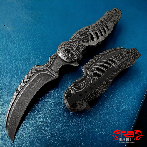 8.5" Tactical Reaper Skeleton Folding Blade Spring Assist Pocket Knife - Picture 18 of 24