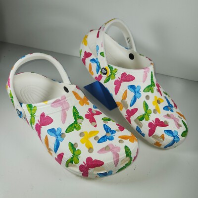 Multicolor Butterfly Crocs Clogs Men display picture 1