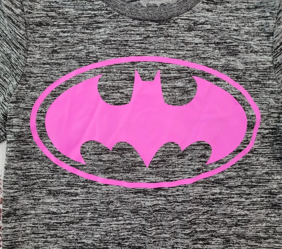 Top de rendimiento Batman gris manga larga rosa intenso con logotipo para mujer M Foto 2 de 4
