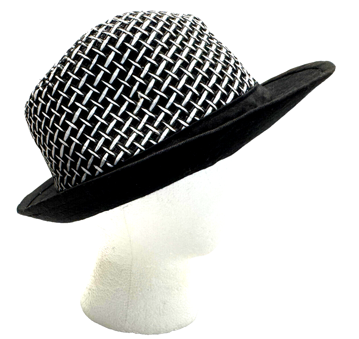 Black & White Cotton-Polyester Fedora Hat for Men & Women - Size 58 Unisex-image