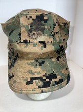 Digital Camouflage Tan Green Black Cadet Hat Cap Logo Front Metal Vent Holes EUC