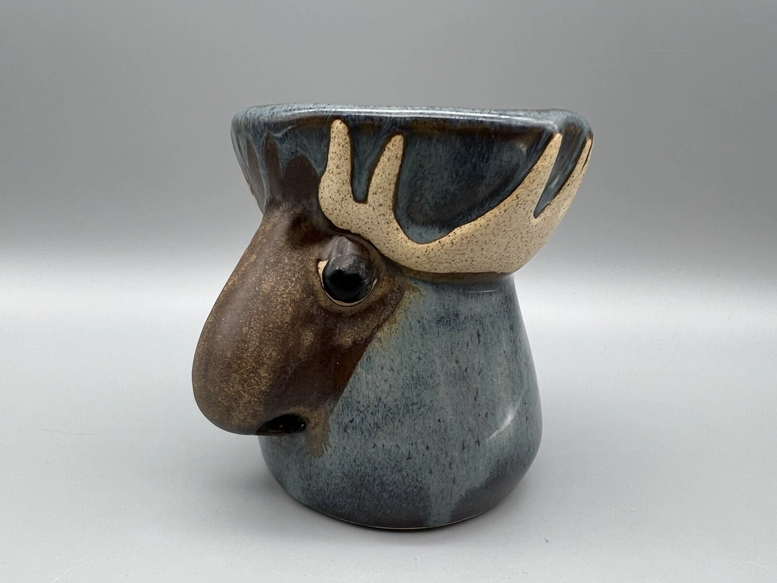 Birchstone Studio Blue Art Pottery Ceramic Moose Egg Separator Dabrowski