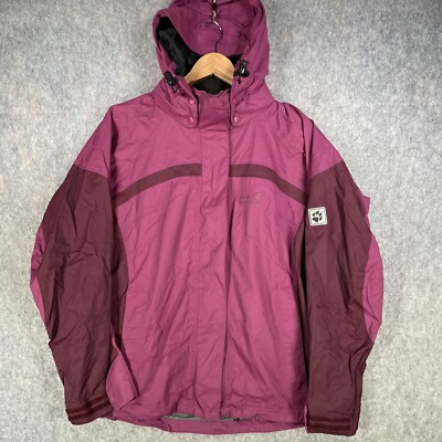 Jack Wolfskin Jacket Womens 12 Purple Texapore Paw Logo Lined Gorpcore Rain Coat