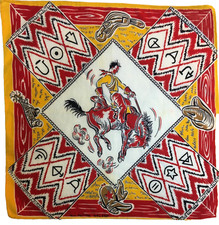 VTG 1940s Riding Cowboy Bandana Handkerchief Western Rodeo Country Farm Rustic