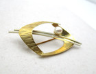 14K 585 White & Yellow Gold Atomic Age Midcentury Pearl Brooch [PI 4] — photo 4