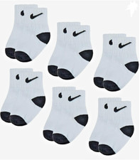 Nike Kids' Toddler Ankle Socks 6 Pairs , White/Black, 3/4.5