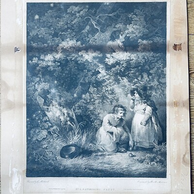 Gathering Fruit George Morland No. 4 Original Antique 1795 Art Print 44 x 32 cm