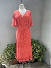 Boho Dress Farm Rio Anthropologie orange lace sz Small