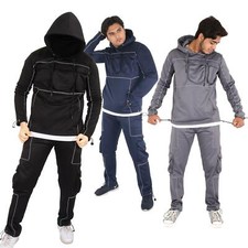 Adults Fashion Mens Plain Tracksuit Hoodie Sweatpants Hooded Top  Bottom Gym