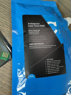 400g Cyan High Capacity Toner Refill for Xerox VersaLink C9000 - Plus Reset Chip