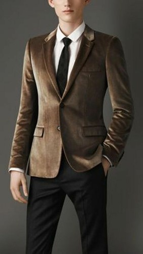 Mens Brown Velvet Dinner Coat Tuxedo 