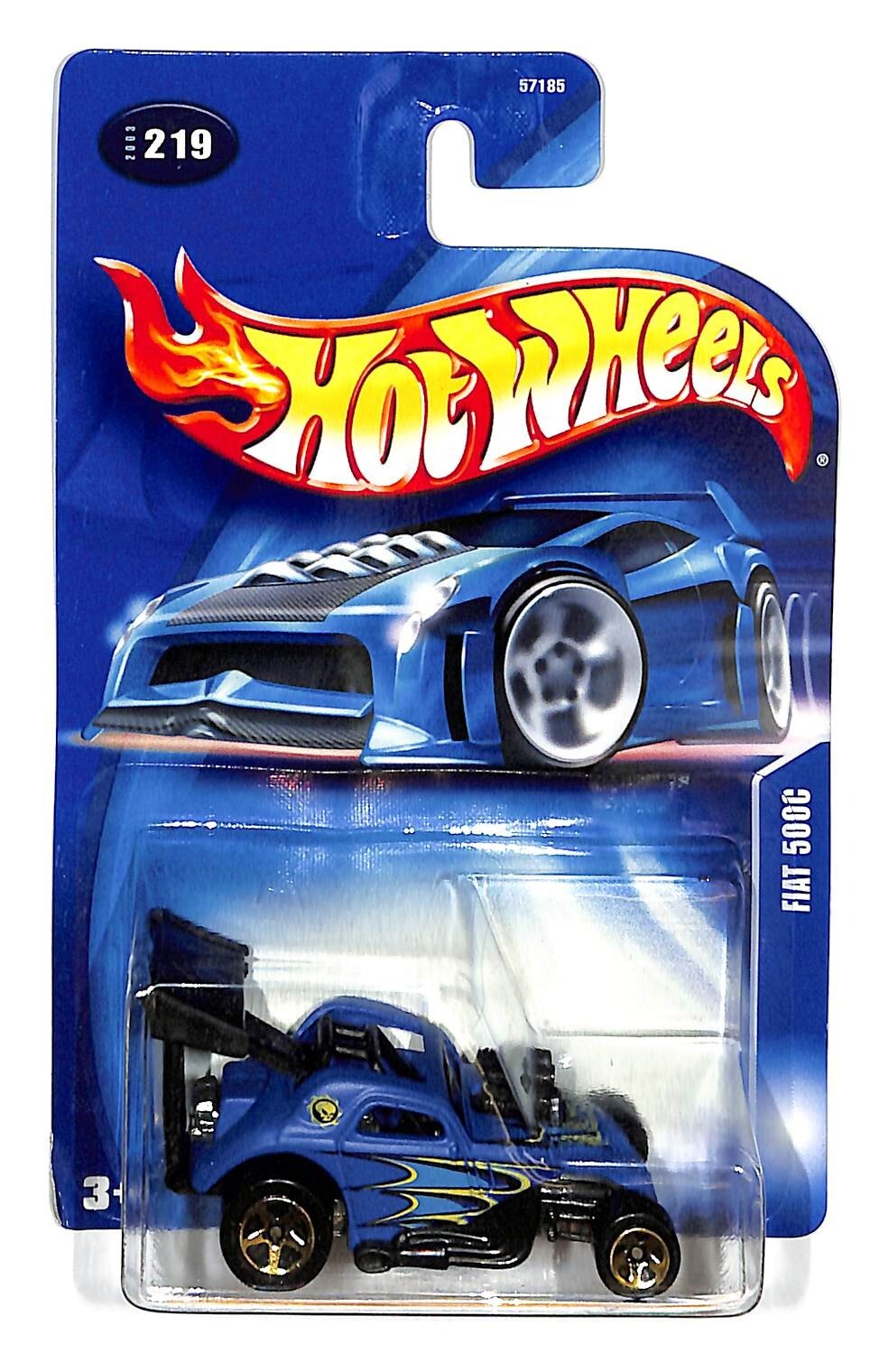 Hot Wheels 2003 Mainline Release #219 Fiat 500C Matte Blue w/ Gold 5SPs