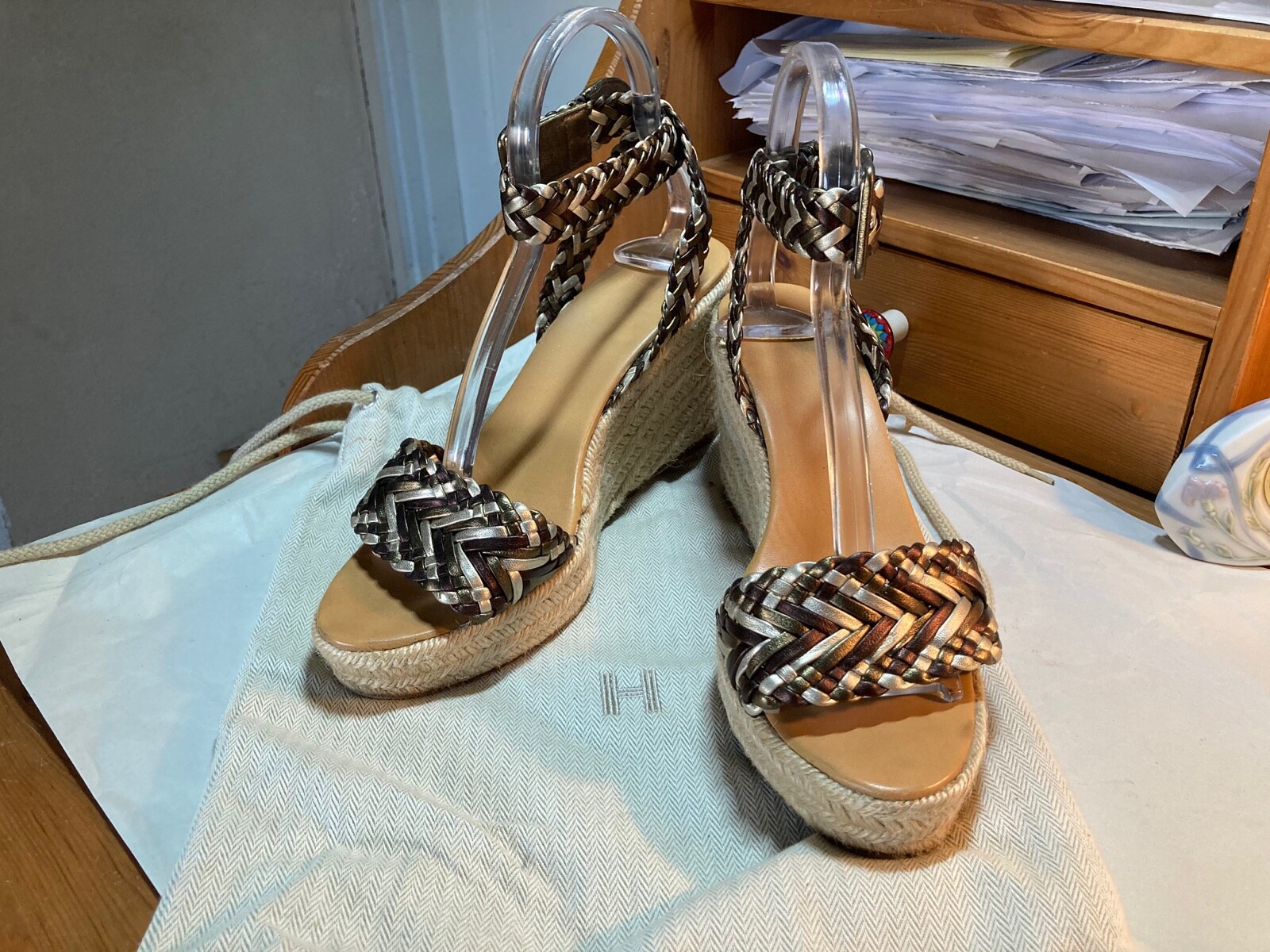 HERMES ESPADRILLE WEDGE PLATFORM SOFIA TRESSE 40-… - image 2