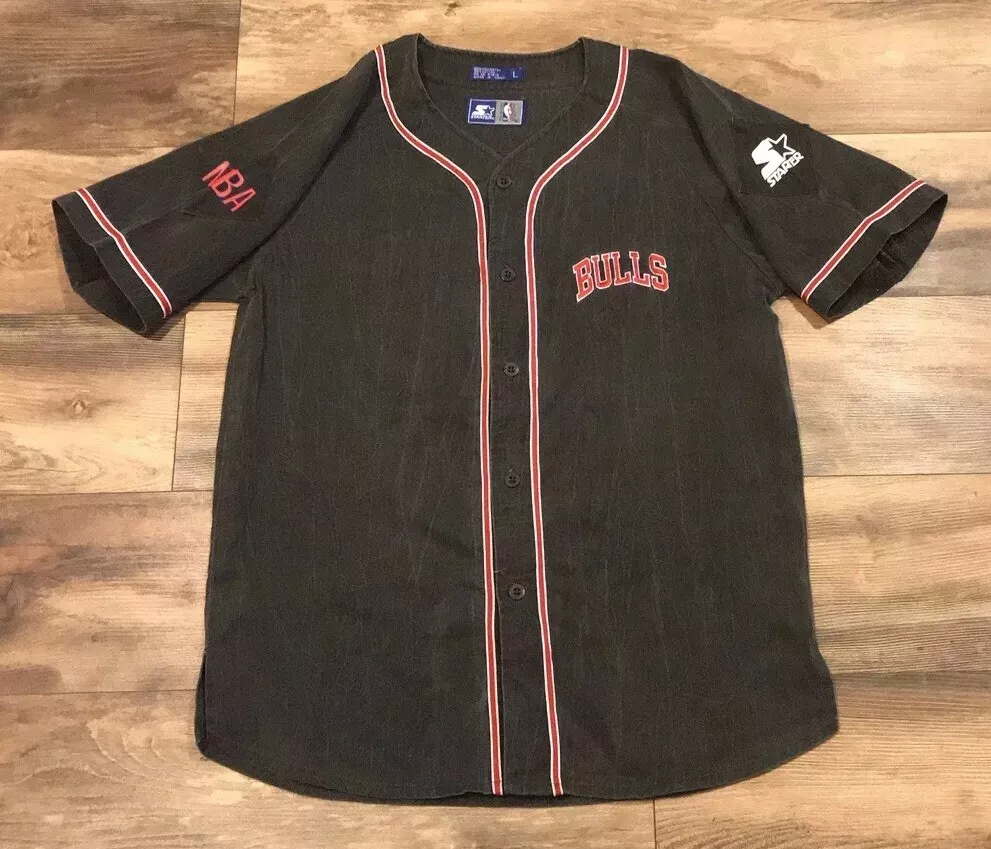 Vintage 90s Chicago Bulls Baseball Jersey NBA Button Down 