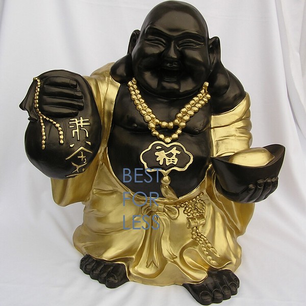 Buddha Figur Statue Gartenfigur Figur GlüCks Bringer Buddhismus Groß Feng Shui-image