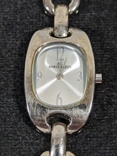 Anne Klein Womans Silver Tone Dial Rectangle Case Link Band Watch 7 Inch