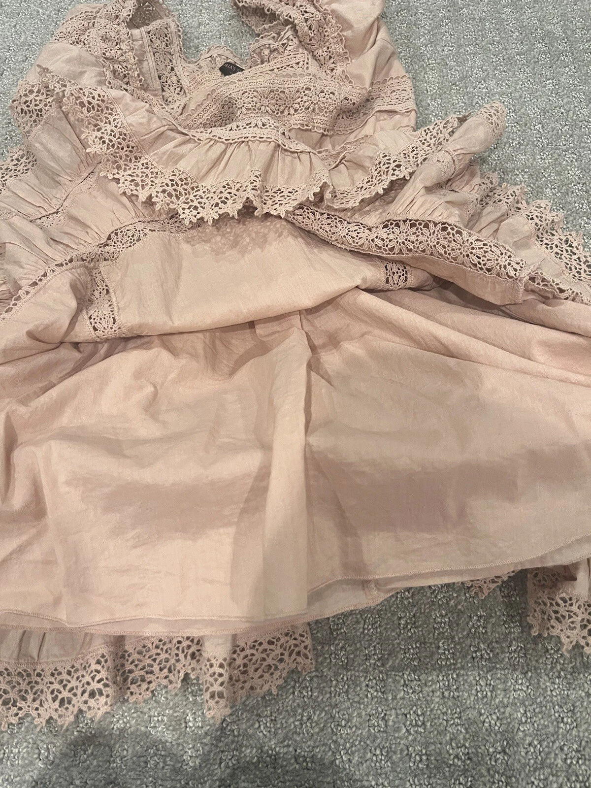 UNDERCOVER Mini abito Victoria's Secret rosa polveroso occhielli manica a sbuffo babydoll foderato taglia 0