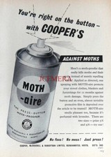 Cooper's 'MOTH-AIRE' Moth-Proofing Spray Advert - Original 1956 Print