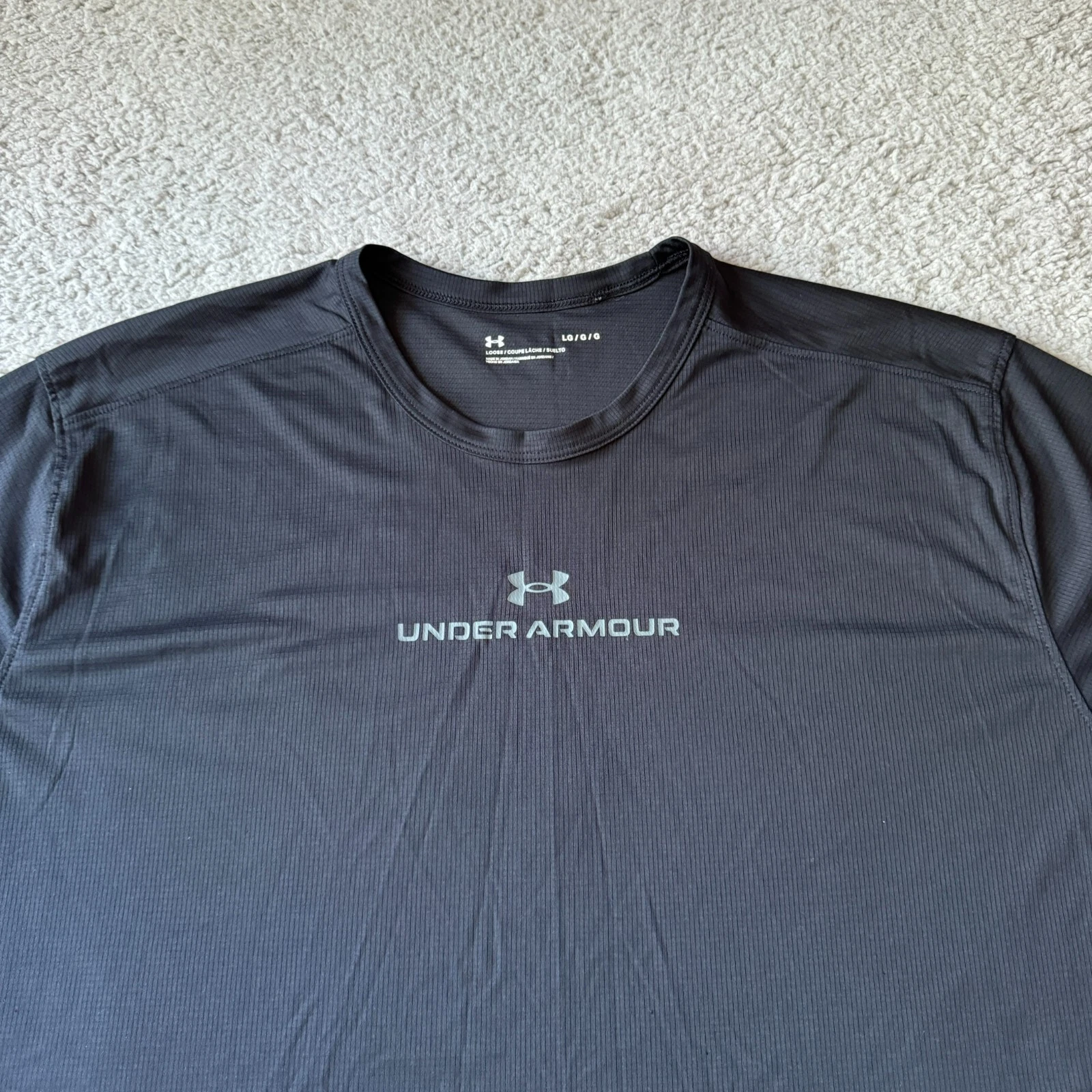 NEW Under Armour Shirt Mens Large Black Athletic Top Loose Coolswitch Train Run