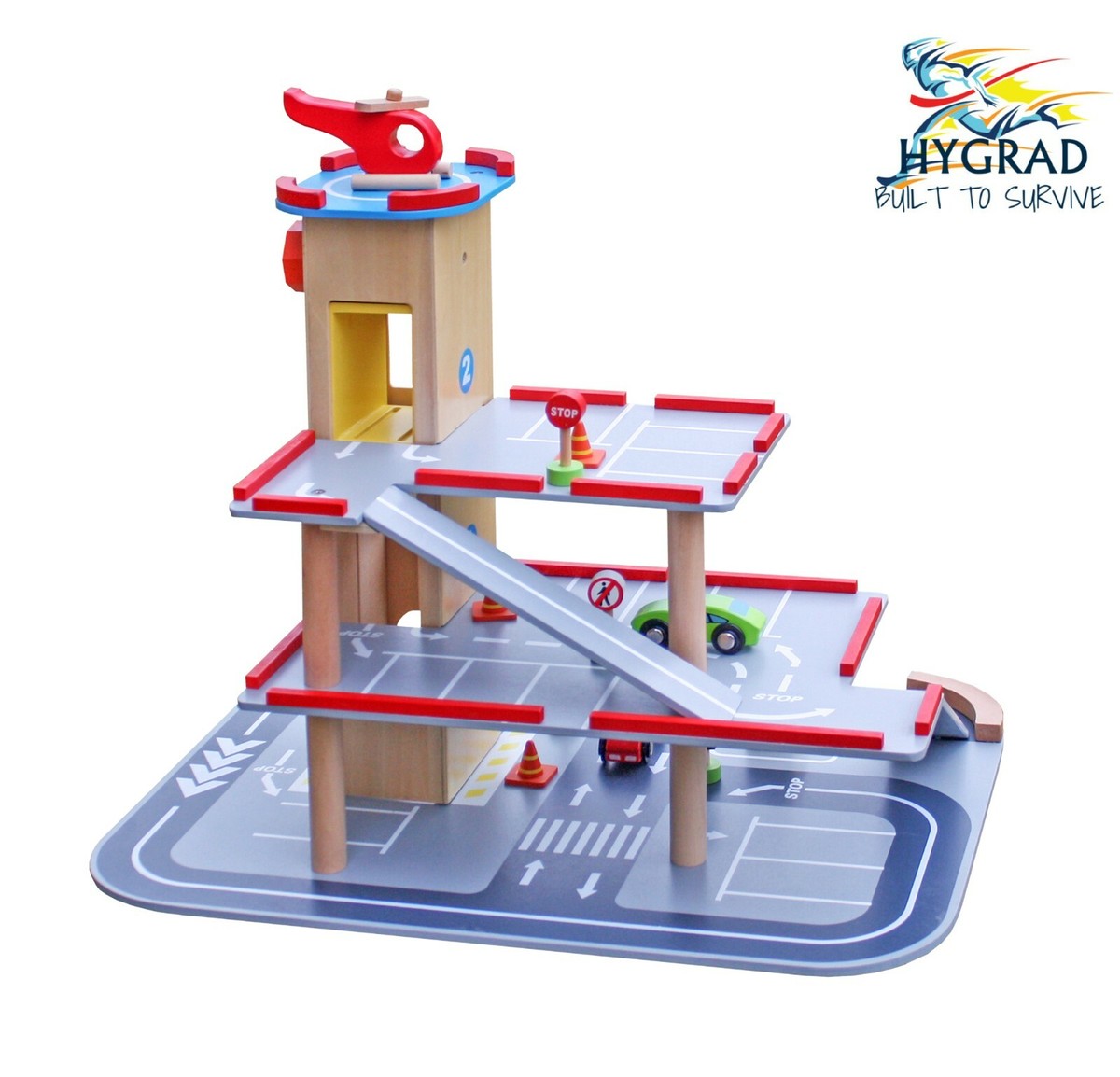 HYGRAD Kids Wooden Car Park Garage Toy Parking Lot Educational Toy