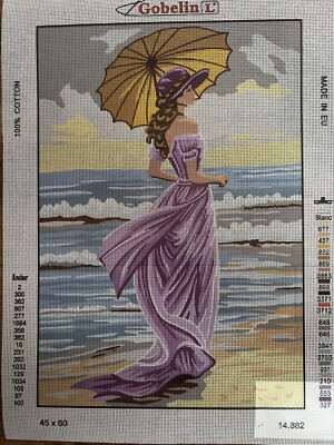 needlepoint Tapestry  45x60cm  Gobelin L Girl In A Purple Dress Canvas Only