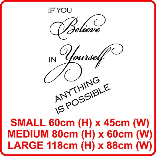 Pegatinas de pared BELIEVE IN YOURSELF CITAS DE PARED CALCOMANÍA DE ARTE DE PARED cotización de pared N65 - Imagen 4 de 4