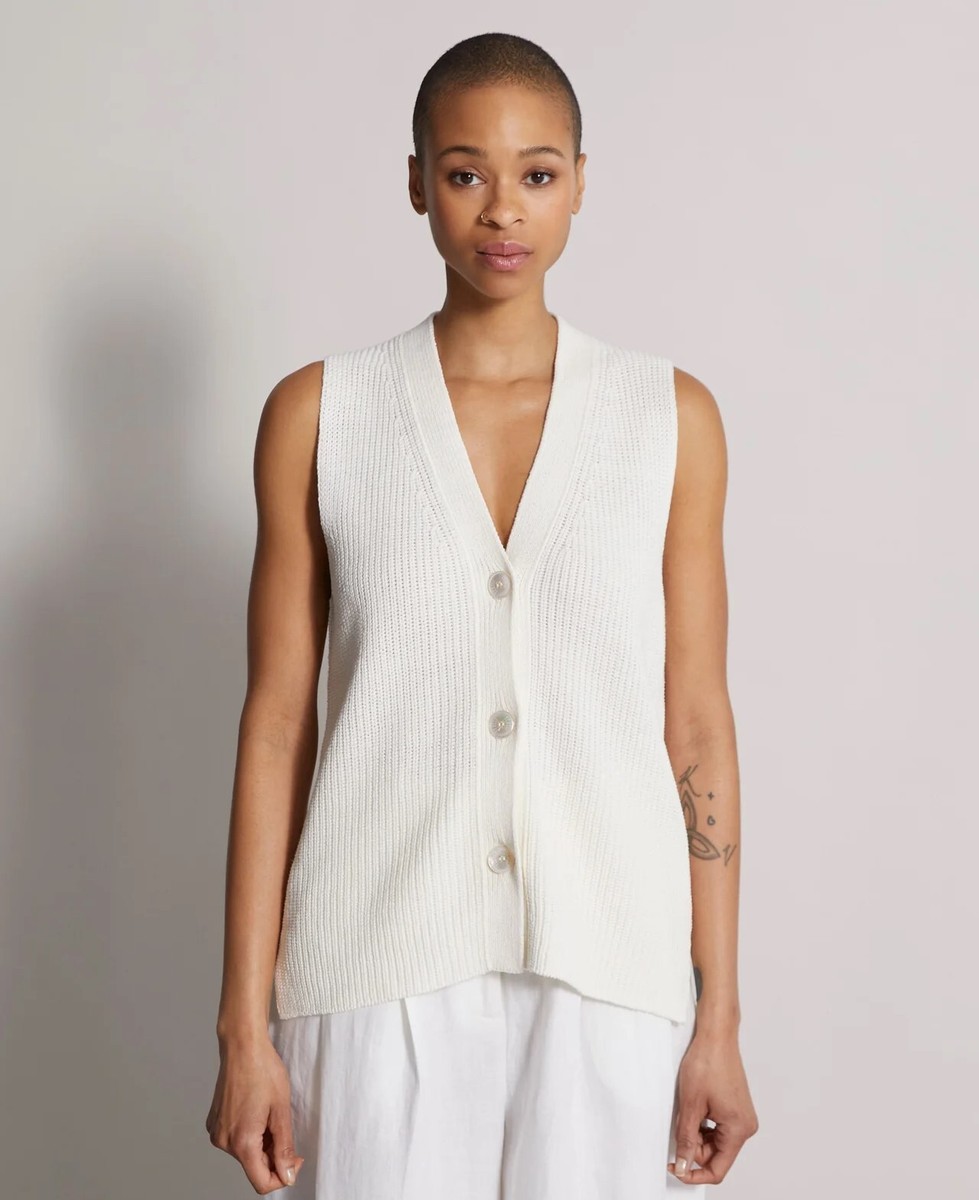 Women's Fedeli 'Eraclea' Knit Cotton-Linen Sleeveless Cardigan