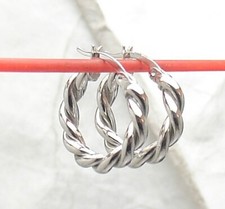 Cute Small Twisted Round Hoop Earrings Anti-Tarnish Real 925 Sterling Silver